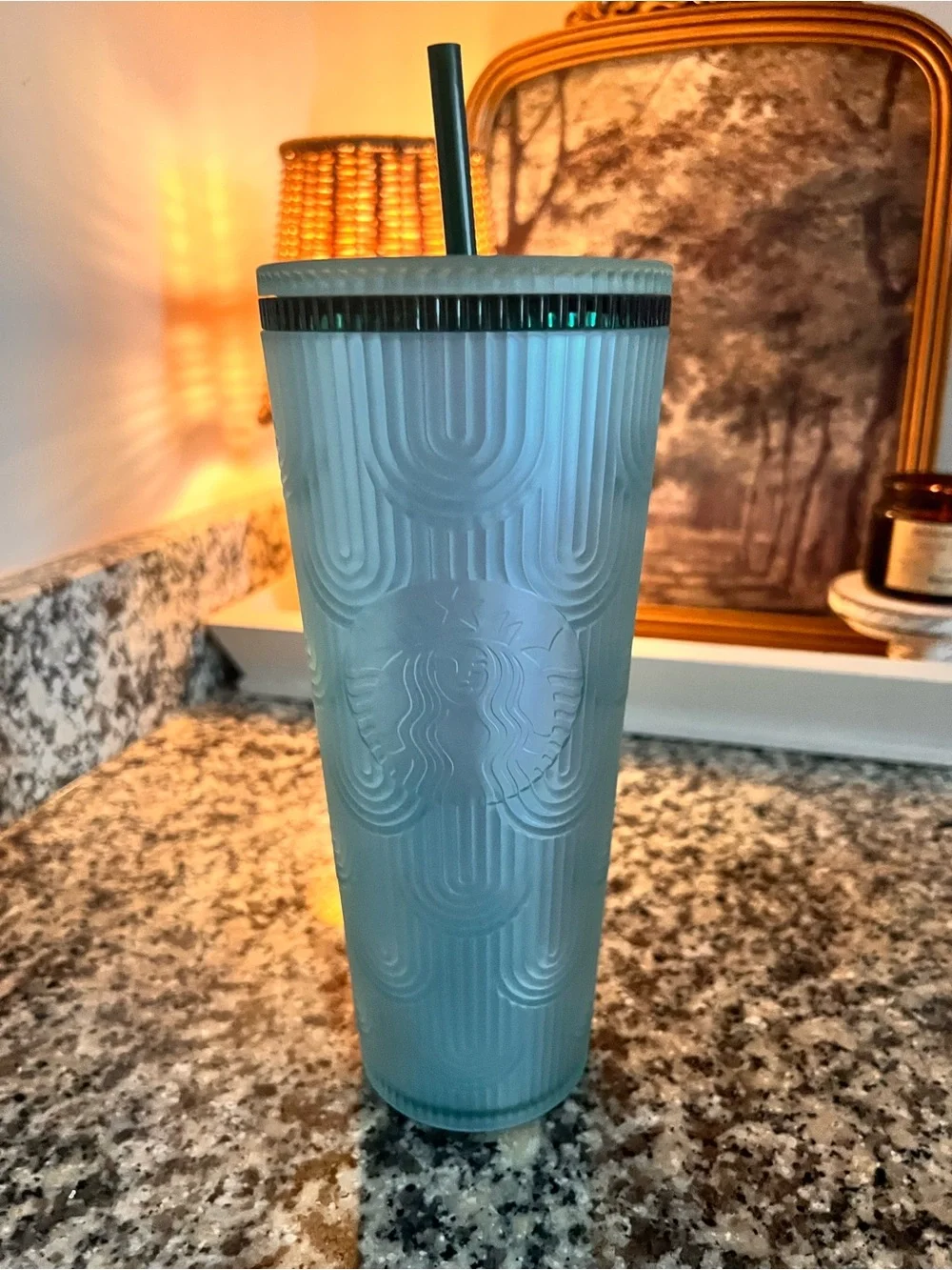 Starbucks Mint Green Textured Reusable Cup with Straw